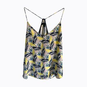 J.Crew Silk Camisole Sz 4 Pink Cream V-Neck Top Strappy Floral 90s Y2K Coquette
